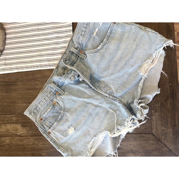 Levi's Pants - Levi's 501 Original Fit Women's High-Rise Frayed Jean Denim Shorts Light Wash 32